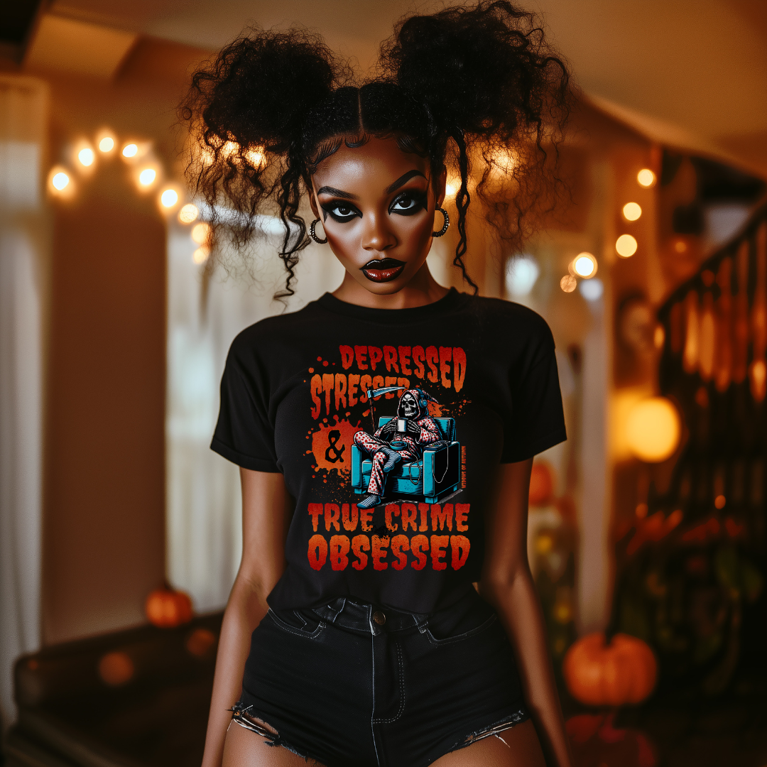 Depressed, Stressed, & True Crime Obsessed Tee