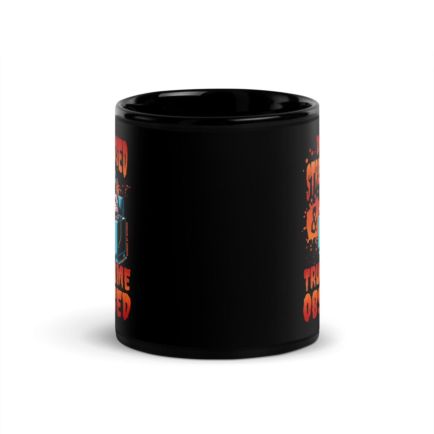 Depressed, Stressed, & True Crime Obsessed Mug - Black