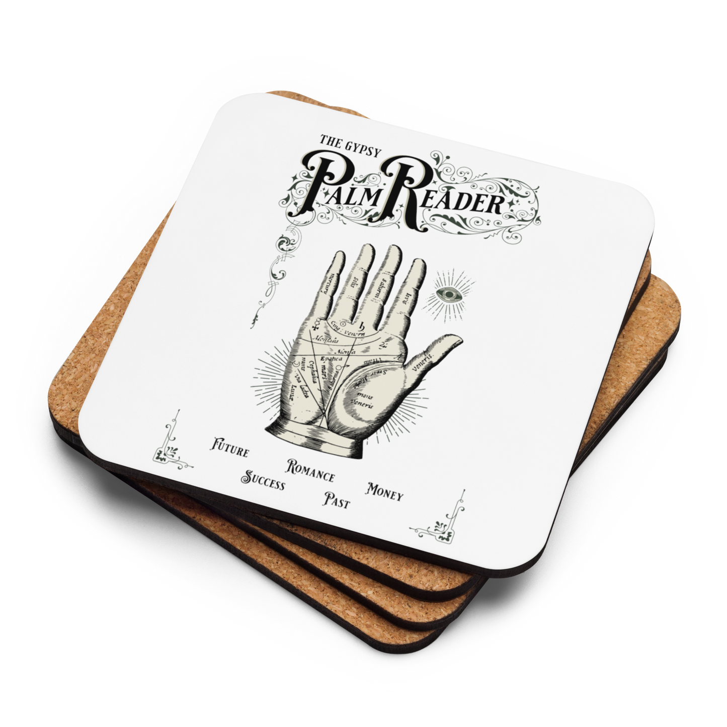 Palm Reader Cork-Back Coaster