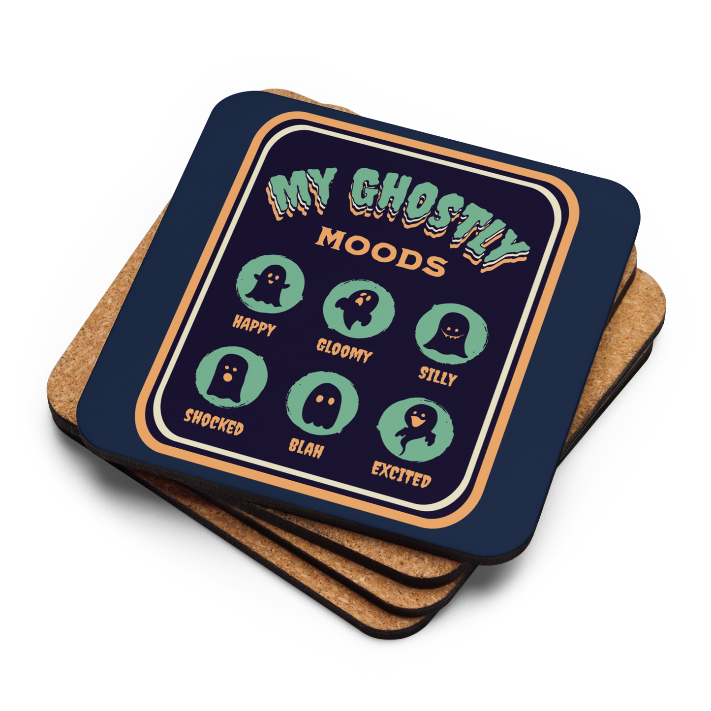 Ghostly Moods Cork-Back Coaster