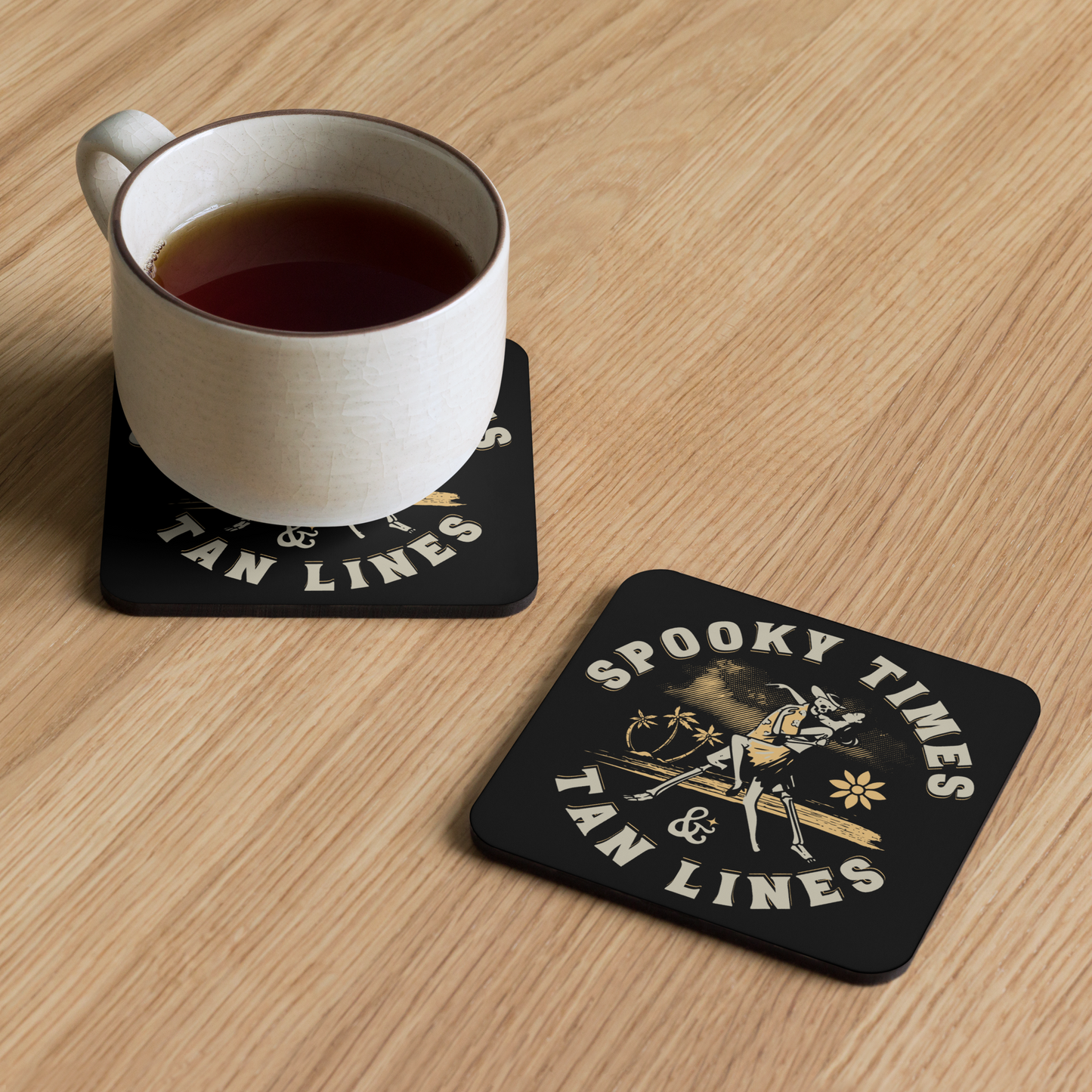 Spooky Times & Tan Lines Cork-Back Coaster