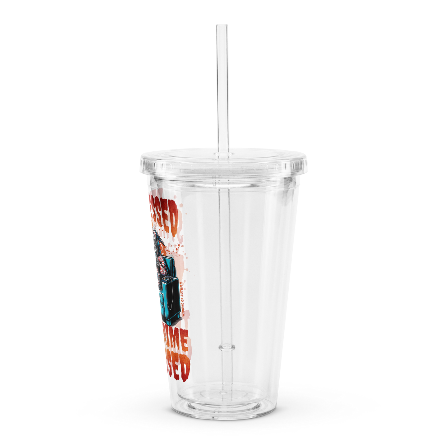 Depressed, Stressed, & True Crime Obsessed Plastic Tumbler
