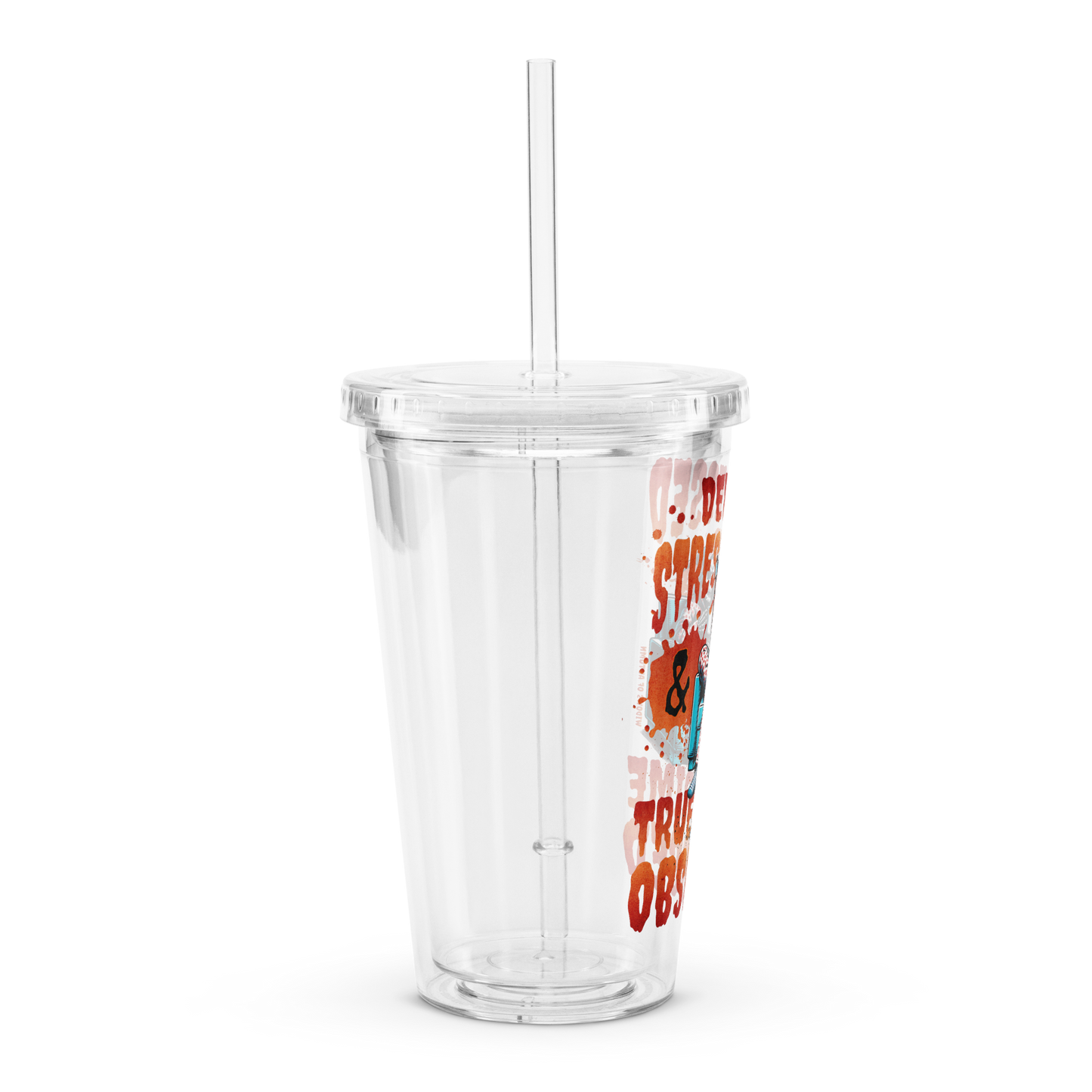 Depressed, Stressed, & True Crime Obsessed Plastic Tumbler