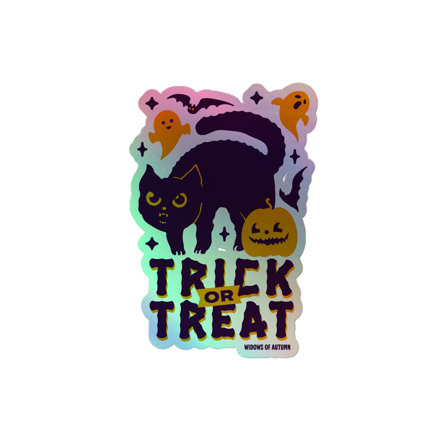 Trick Or Treat Holographic Sticker