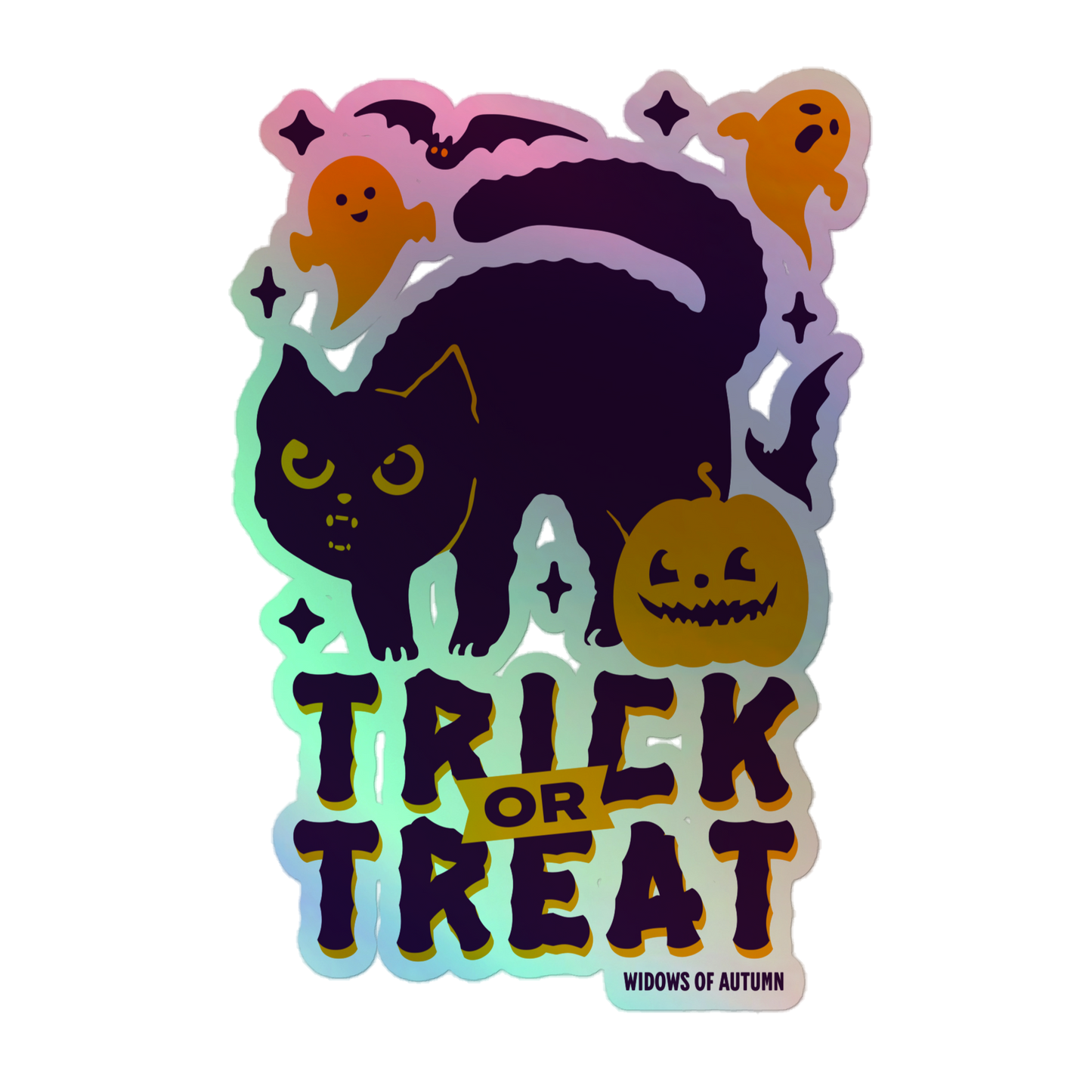 Trick Or Treat Holographic Sticker