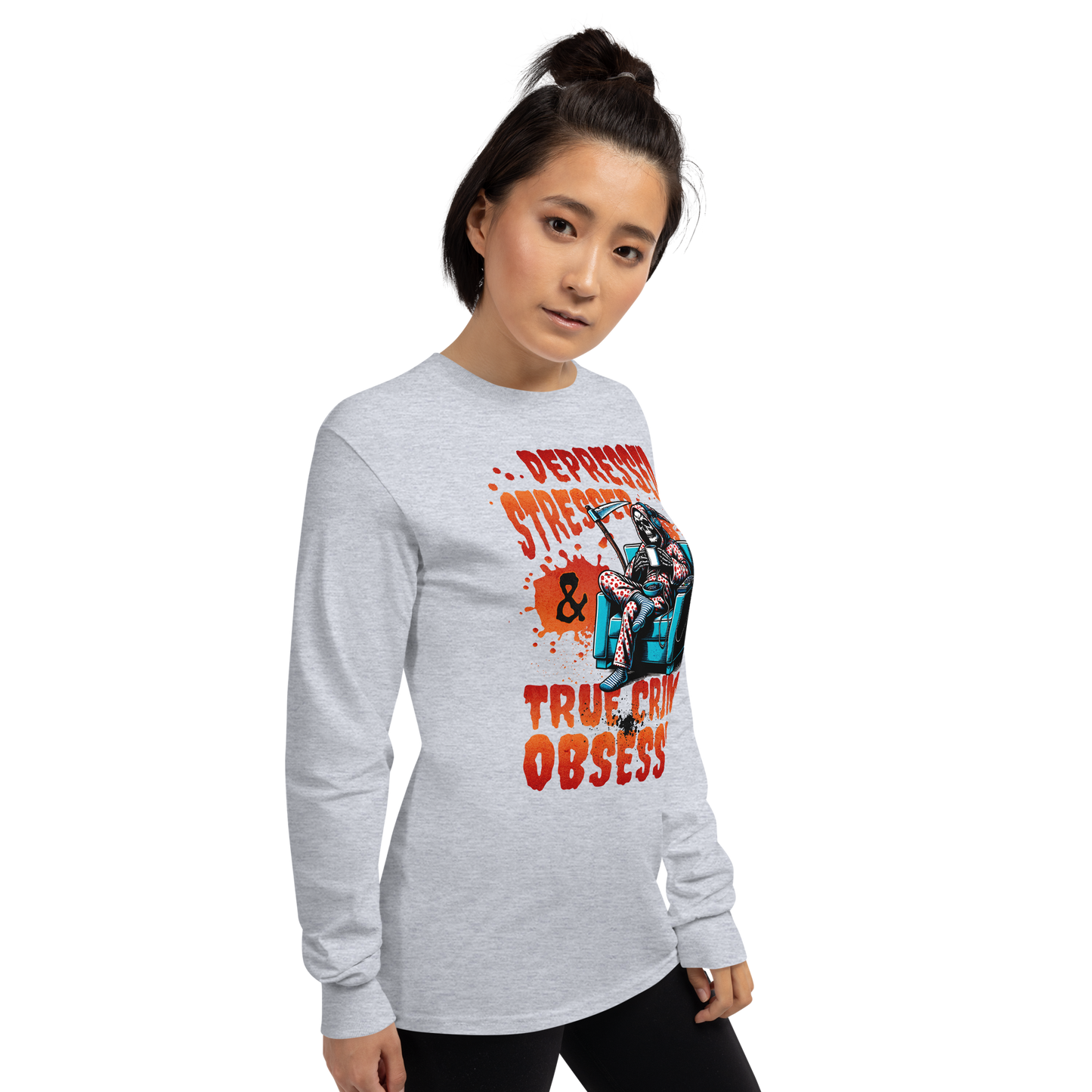 Depressed, Stressed, & True Crime Obsessed Long Sleeve Tee