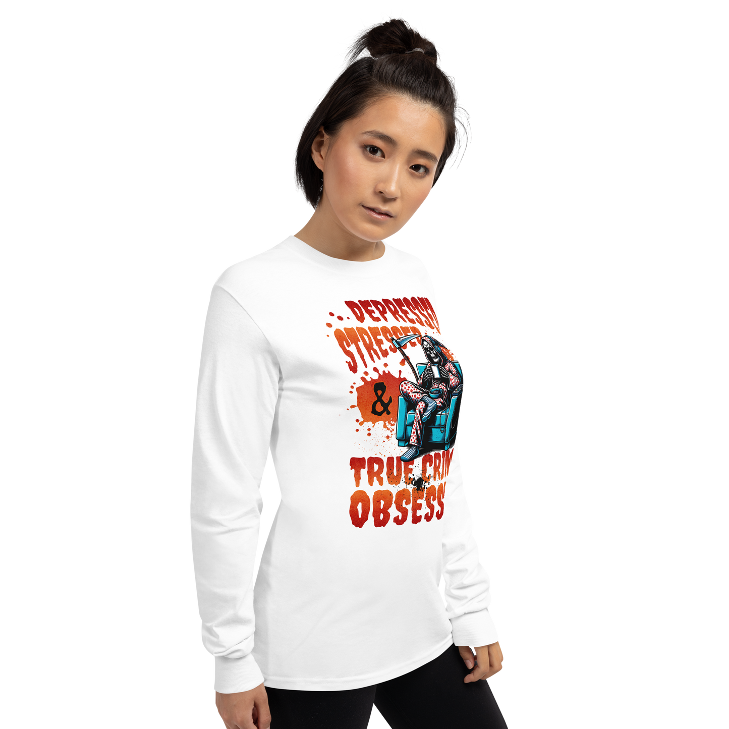 Depressed, Stressed, & True Crime Obsessed Long Sleeve Tee
