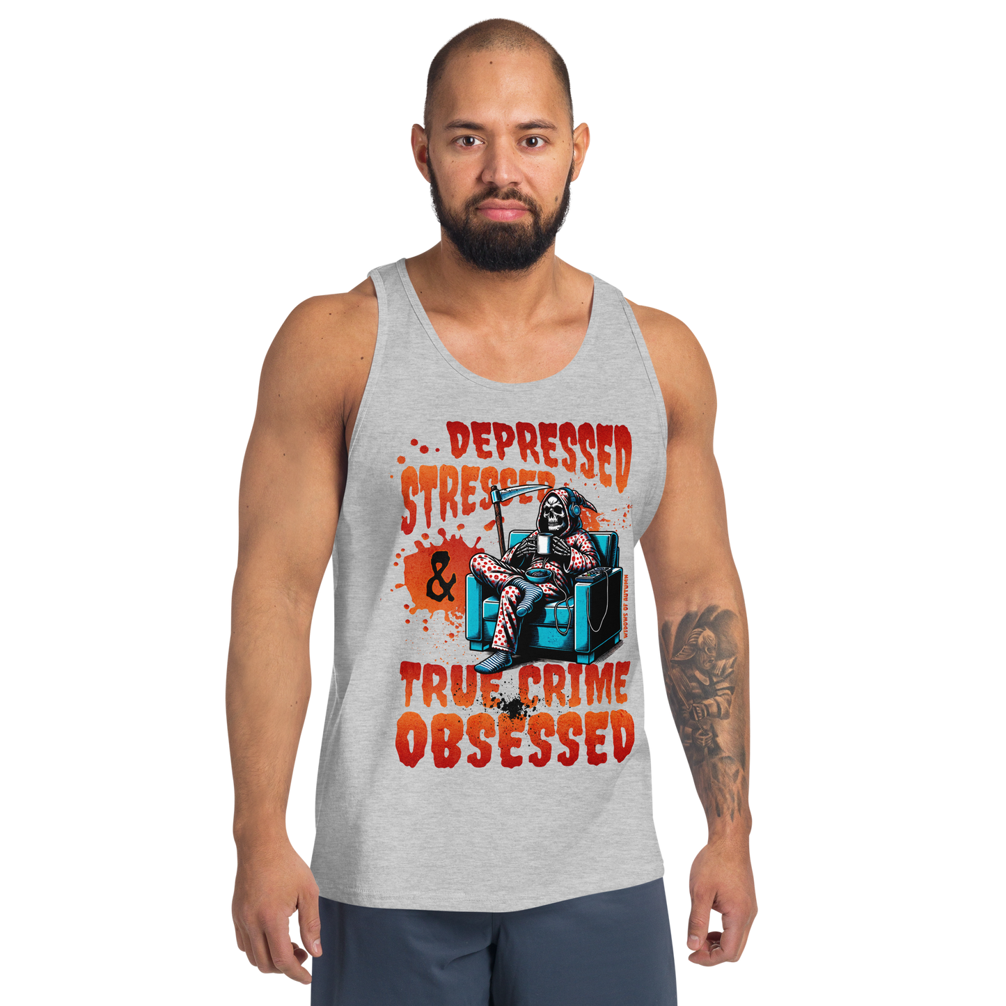 Depressed, Stressed, & True Crime Obsessed Tank Top