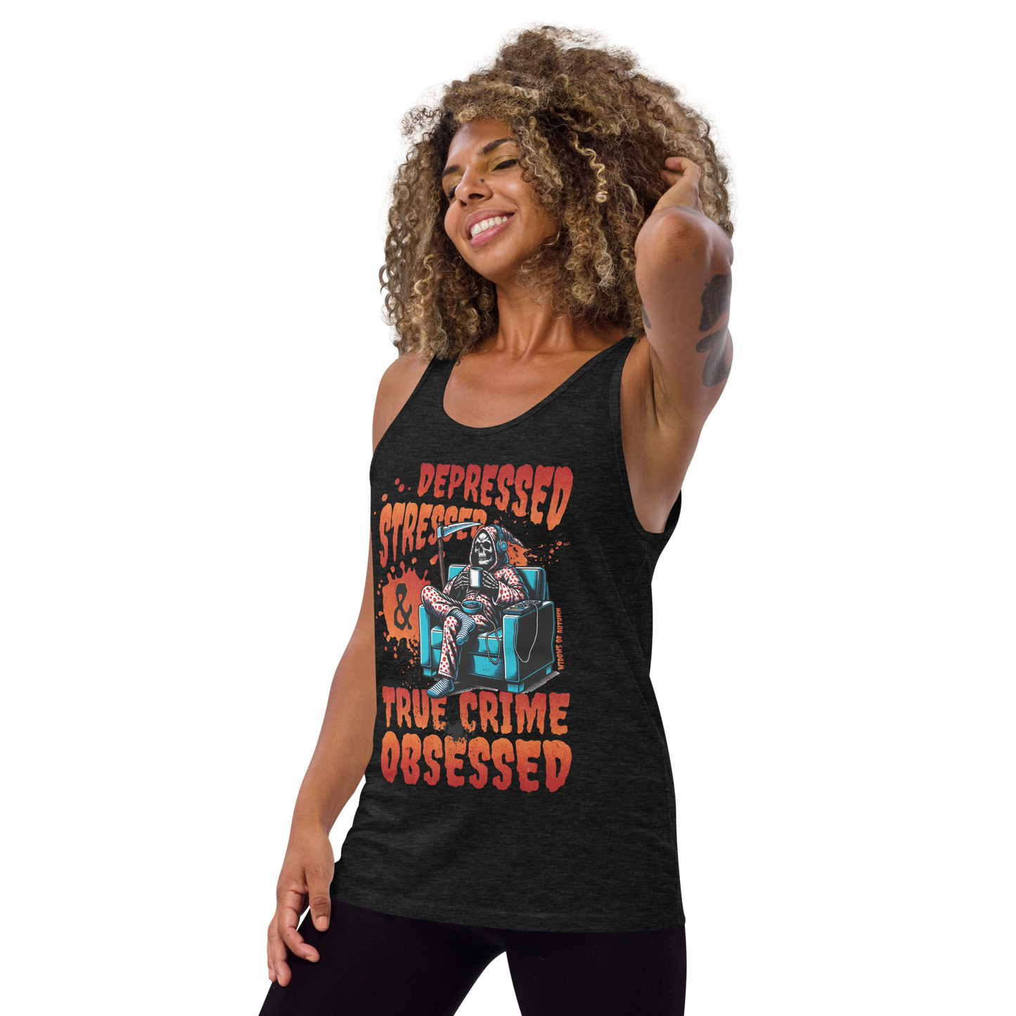Depressed, Stressed, & True Crime Obsessed Tank Top