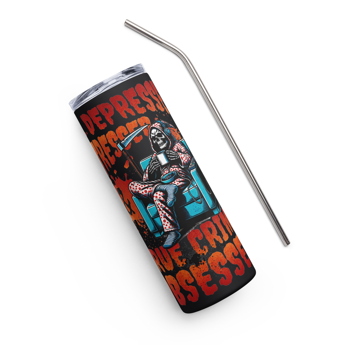 Depressed, Stressed, & True Crime Obsessed Stainless Steel Tumbler