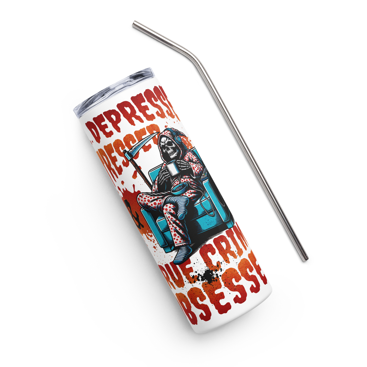 Depressed, Stressed, & True Crime Obsessed Stainless Steel Tumbler