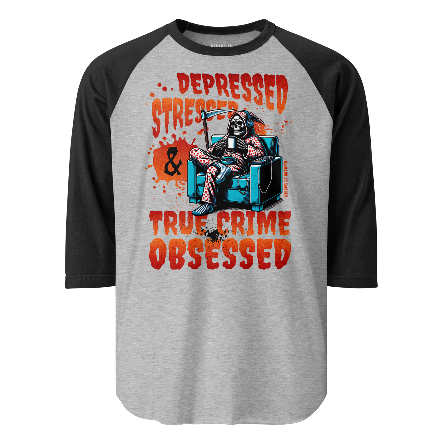 Depressed, Stressed, & True Crime Obsessed Baseball Tee