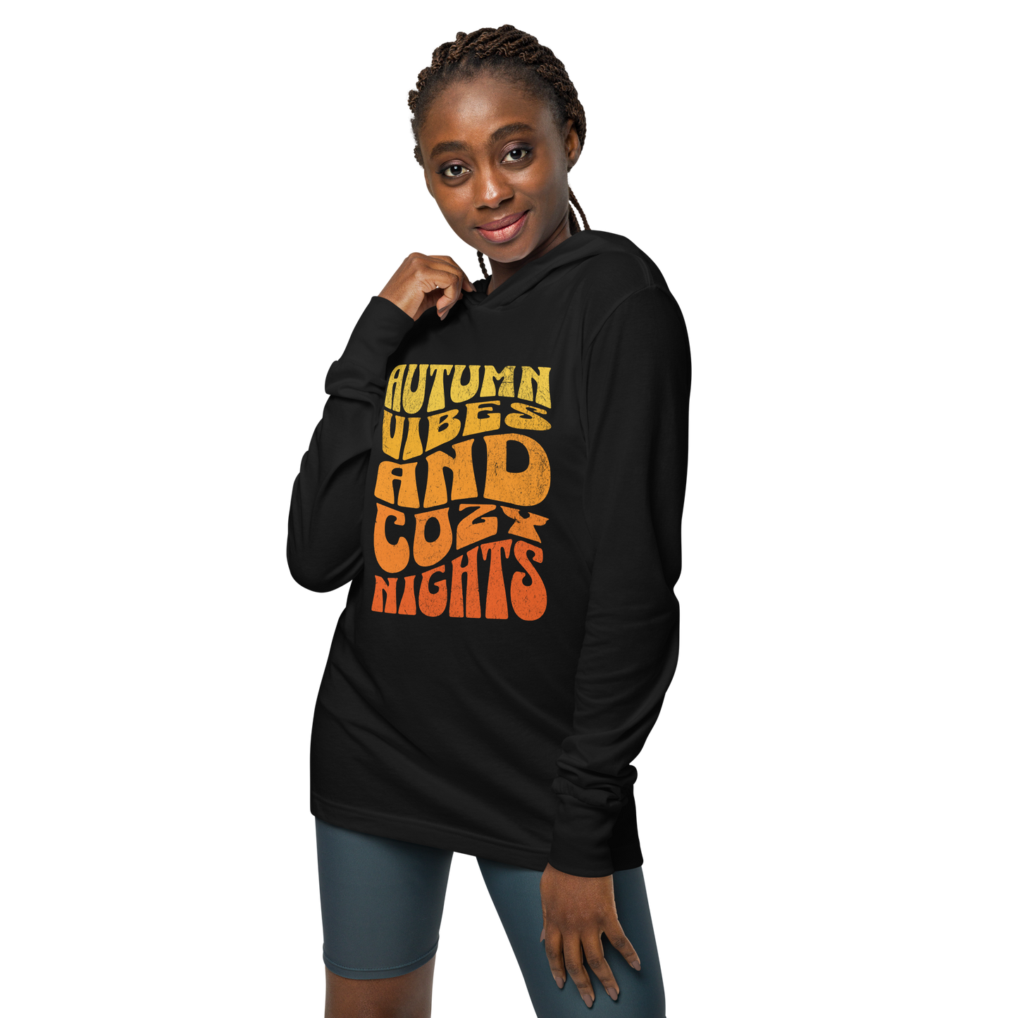 Cozy Autumn Hooded Long Sleeve Tee