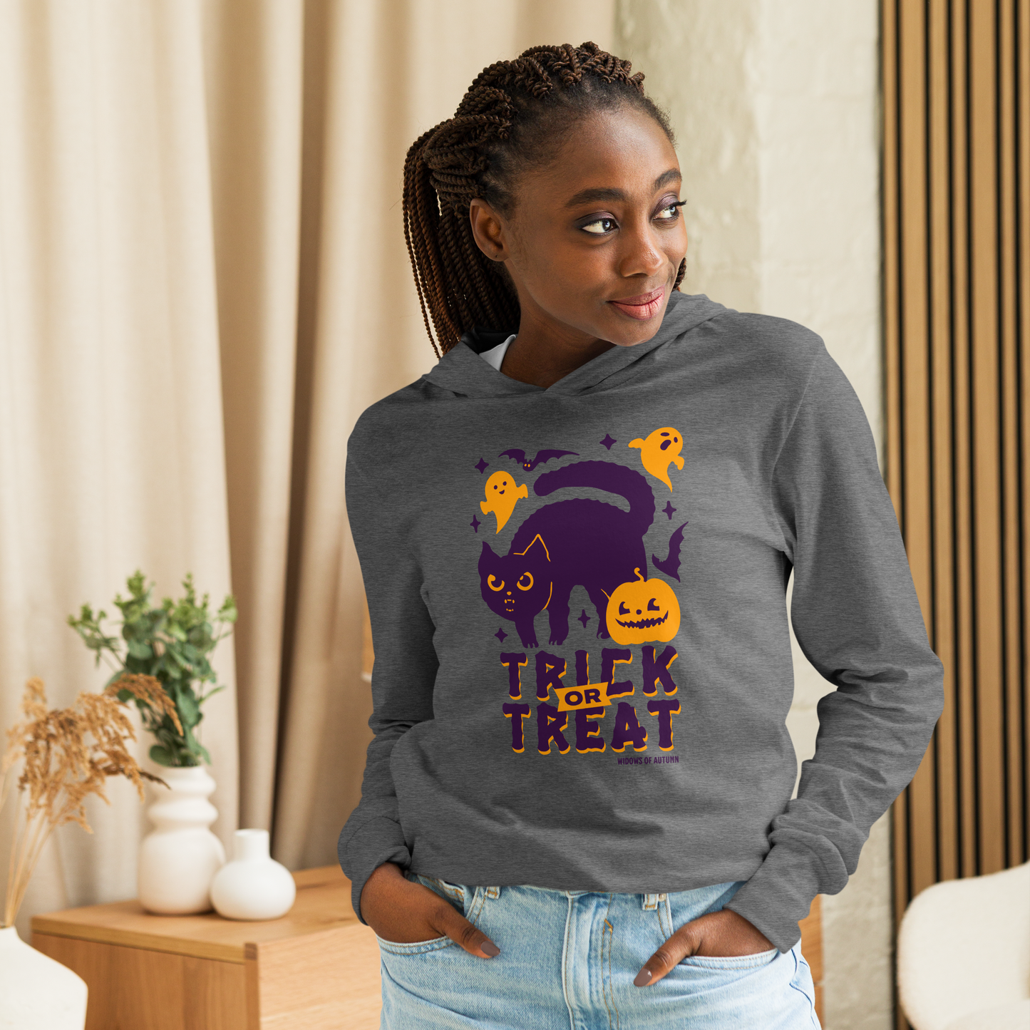 Trick Or Treat Hooded Long Sleeve Tee