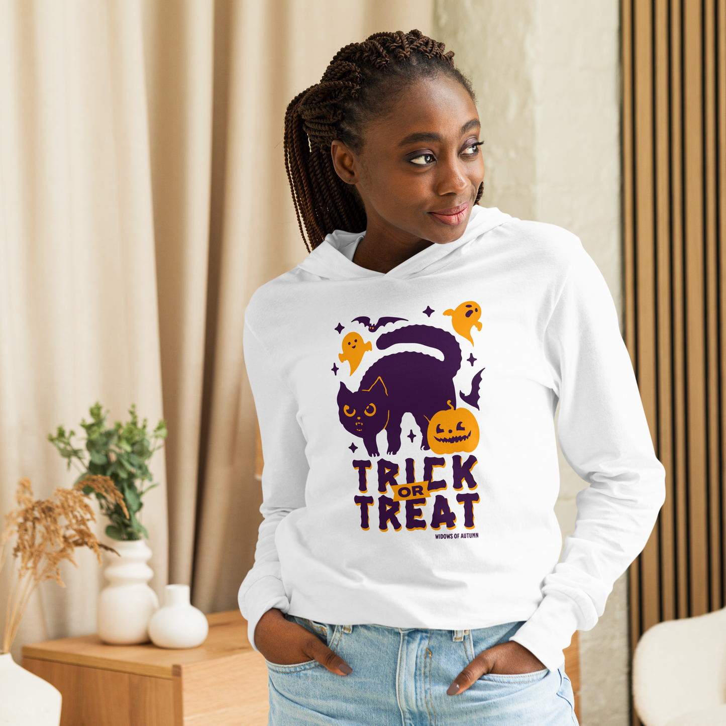 Trick Or Treat Hooded Long Sleeve Tee