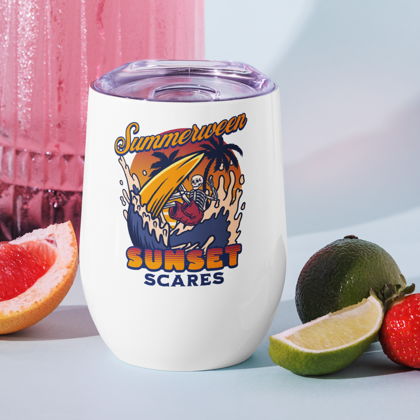 Sunset Scares Wine Tumbler