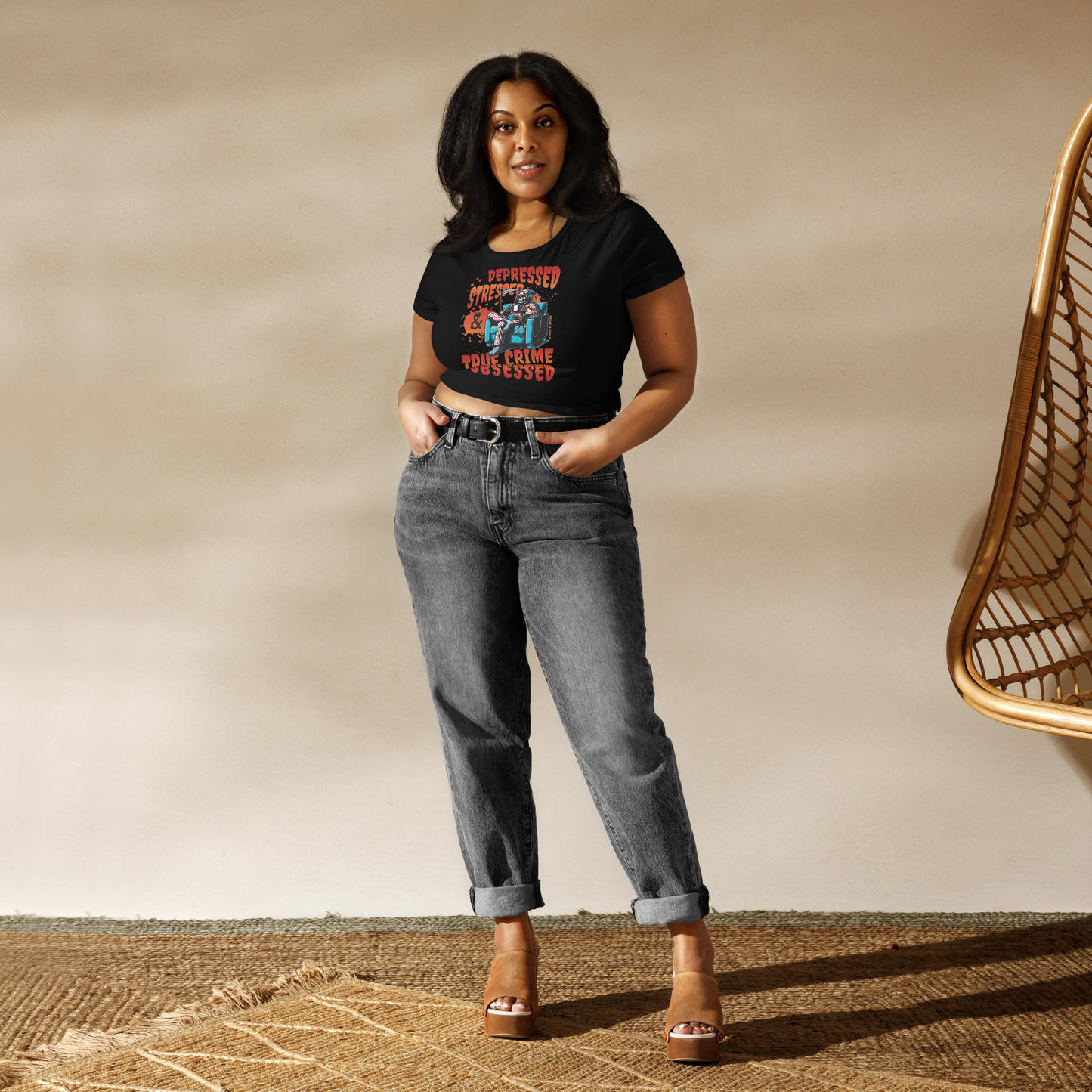 Depressed, Stressed, & True Crime Obsessed Cropped Tee