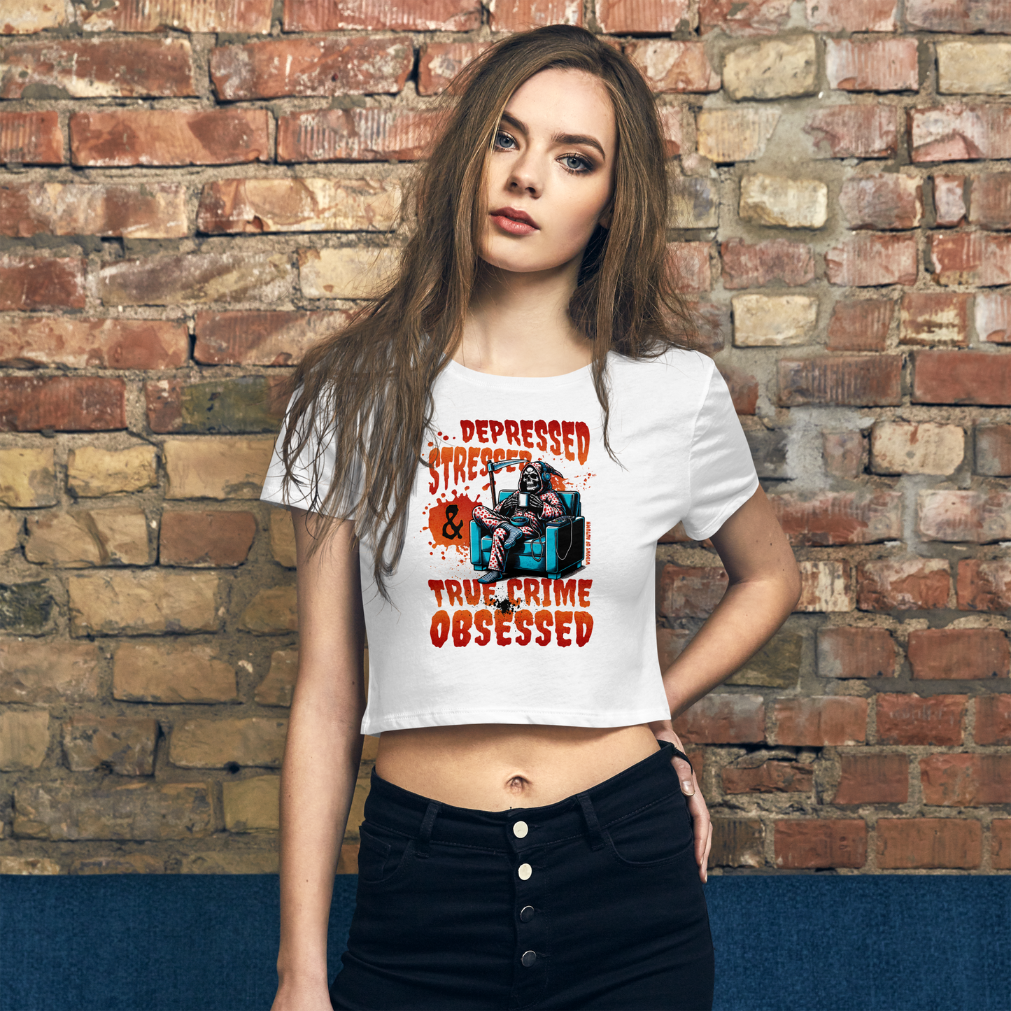 Depressed, Stressed, & True Crime Obsessed Cropped Tee