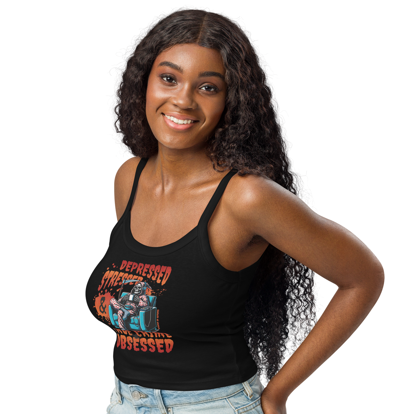 Depressed, Stressed, & True Crime Obsessed Micro-Rib Tank Top