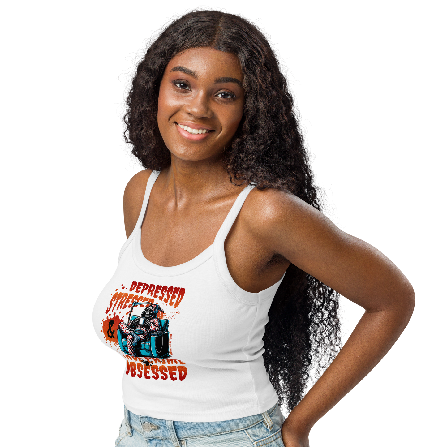 Depressed, Stressed, & True Crime Obsessed Micro-Rib Tank Top