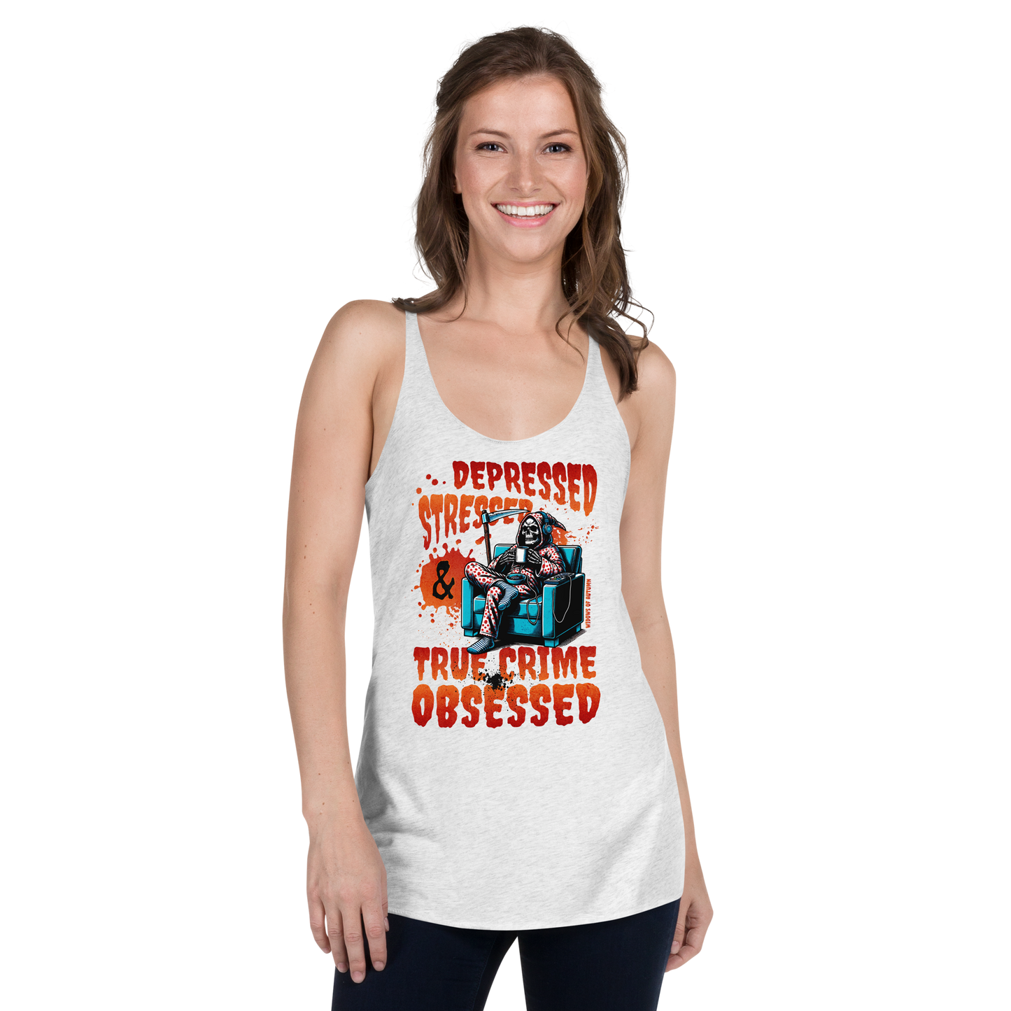 Depressed, Stressed, & True Crime Obsessed Racerback Tank