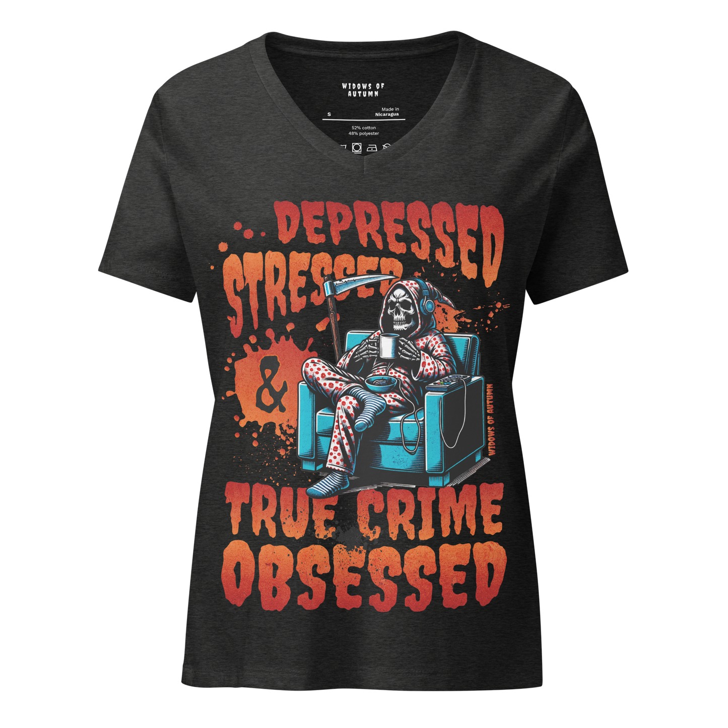 Depressed, Stressed, & True Crime Obsessed V-Neck Tee