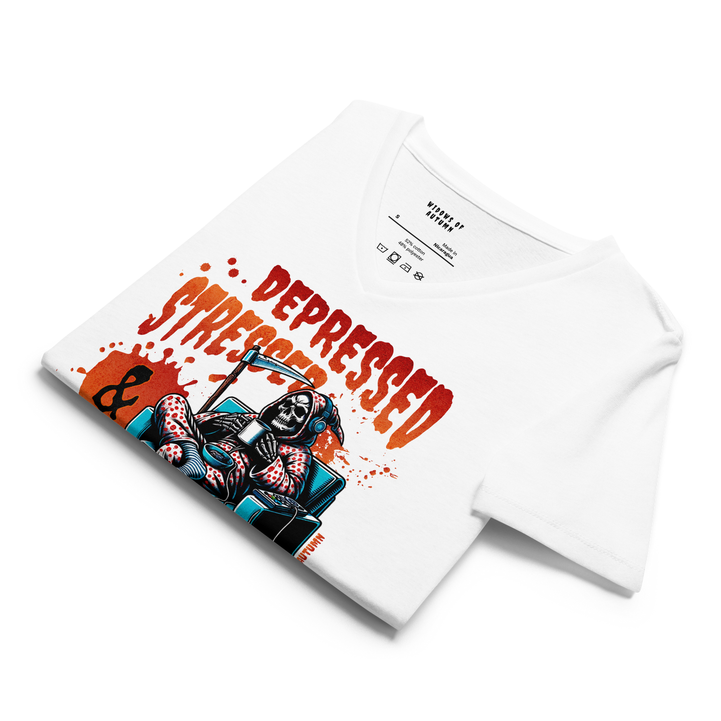 Depressed, Stressed, & True Crime Obsessed V-Neck Tee